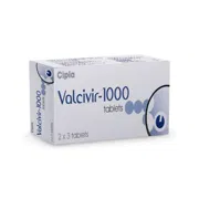 Valcivir 1000 Mg Box/Carton showing the Front face.