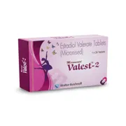 Valest 2 Tablet Box/Carton showing the Front face.