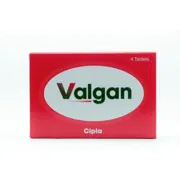 Valgan 450 Mg Tablet Box/Carton showing the Front face.