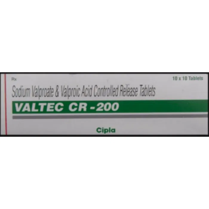 Valtec 200 Mg Tablet Box/Carton showing the Front face.