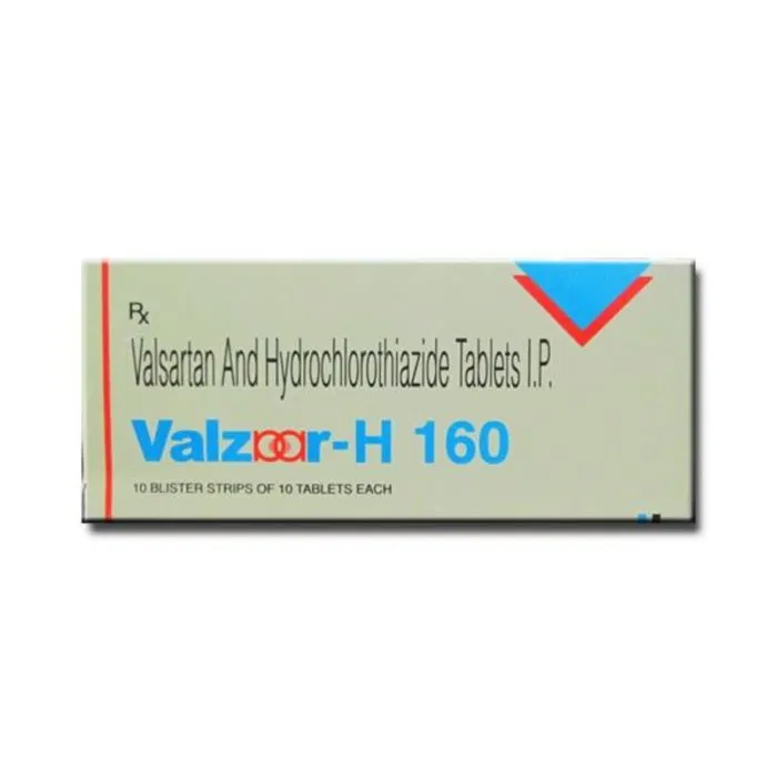 Valzaar-H 160 Tablet Box/Carton showing the Front face.