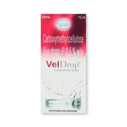 Veldrop 10 ml eye drops Box/Carton showing the Front face.
