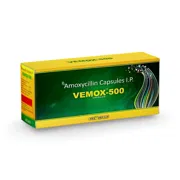 Vemox 500 Mg Capsule Box/Carton showing the Front face.