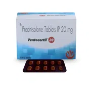 Ventocortil 20 Tablet Box/Carton + Blister Pack showing the Front face.