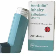 Ventorlin CFC Free Inhaler 100 Mcg-18 Mg Box/Carton + Inhaler showing the Front face.