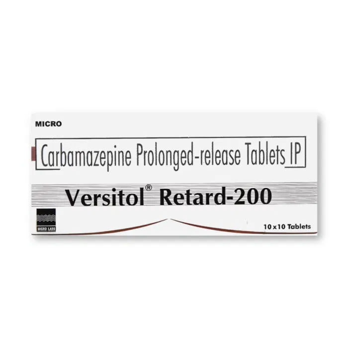 Versitol Retard 200 Tablet PR Box/Carton showing the Front face.
