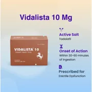 Vidalista 10 Mg Box/Carton showing the Front face.