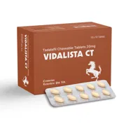 Vidalista CT 20 Mg Box/Carton + Blister Pack showing the Front face.