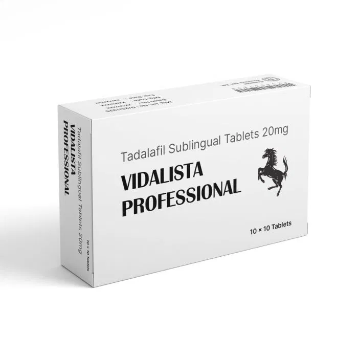 Vidalista Professional 20 Mg Box/Carton showing the Front face.