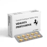 Vidalista Professional 20 Mg Box/Carton + Blister Pack showing the Front face.