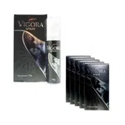 Vigora Spray Box/Carton + Bottle showing the Front face.