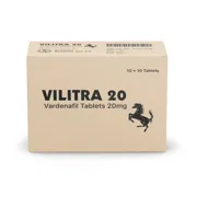 Vilitra 20 Mg Box/Carton showing the Front face.