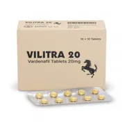 Vilitra 20 Mg Box/Carton + Blister Pack showing the Front face.