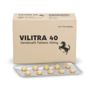 Vilitra 40 Mg Box/Carton + Blister Pack showing the Front face.
