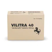 Vilitra 40 Mg Box/Carton showing the Front face.