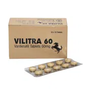 Vilitra 60 Mg Box/Carton + Blister Pack showing the Front face.