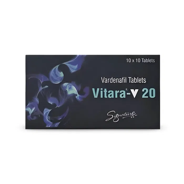 Vitara-V 20 Tablet Box/Carton showing the Front face.