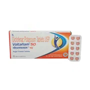 Voltaflam 50 Mg Box/Carton + Blister Pack showing the Front face.