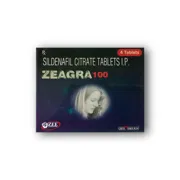 Zeagra 100 Mg Tablet pack front view.