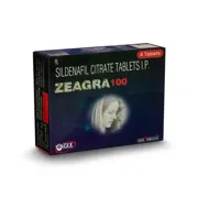 Zeagra 100 Mg Tablet pack front view.
