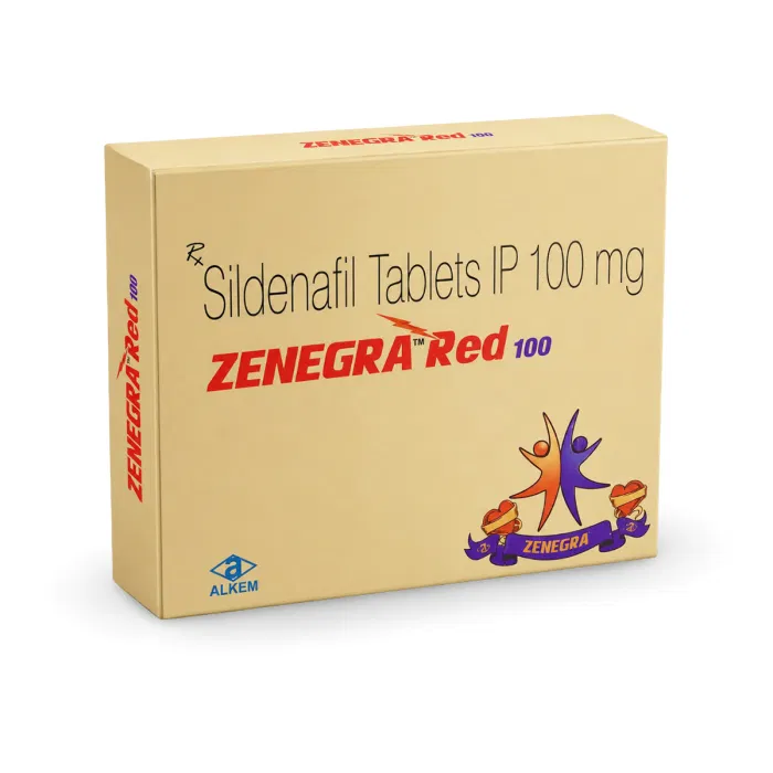 Zenegra Red 100 Mg Tablet Box Front View