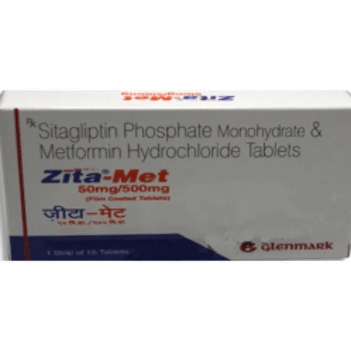 Zita Met 50 Mg-500 Mg Tablet pack front view.