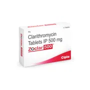 Zoclar 500 Mg Tablet Box/Carton showing the Left face