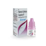 Zonat (Natamycin) 5% 5ml pack with eyedrop bottle front view.