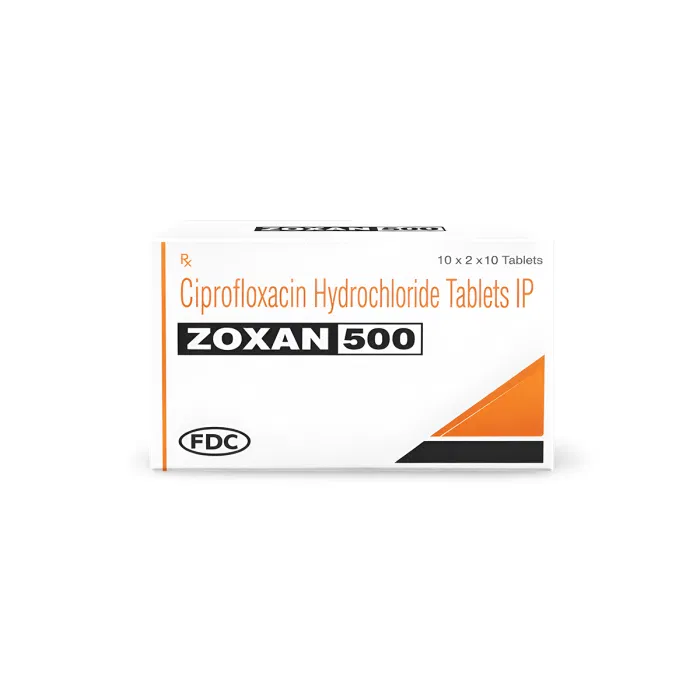 Zoxan 500 Tablet Box/Carton showing the Front face
