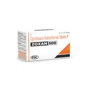 Zoxan 500 Tablet Box/Carton showing the Left face