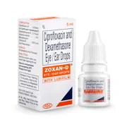 Zoxan D 5 ML pack with eyedrop bottle front view.