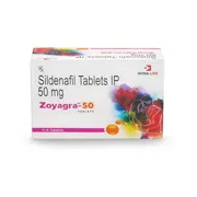 Zoyagra 50Mg Tablet pack front view.