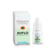 Zuflo Eye Drop pack with eyedrop bottle front view.