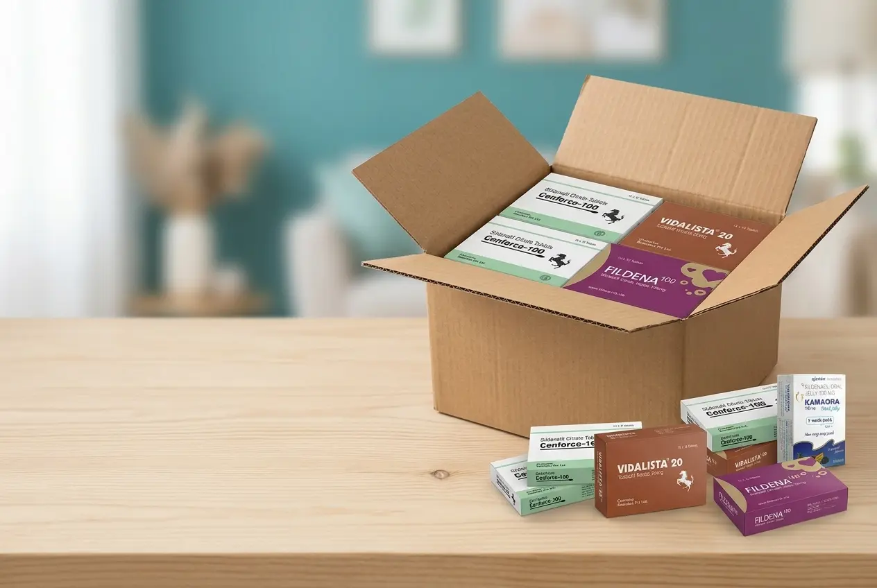 Delivery box packed with medicine packs